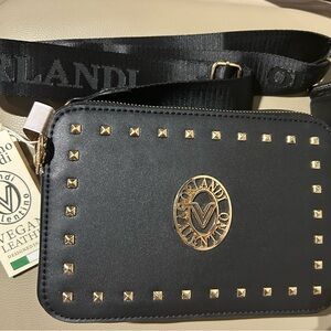 Valentino Orlandi Black Vegan Leather Crossbody